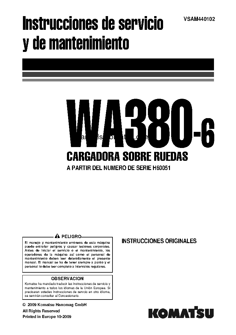 WA380-6(DEU) S/N H60051-UP Operation manual (Spanish)