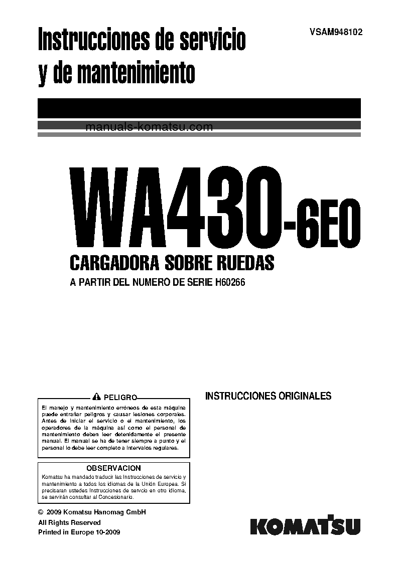 WA430-6(DEU) S/N H60266-UP Operation manual (Spanish)