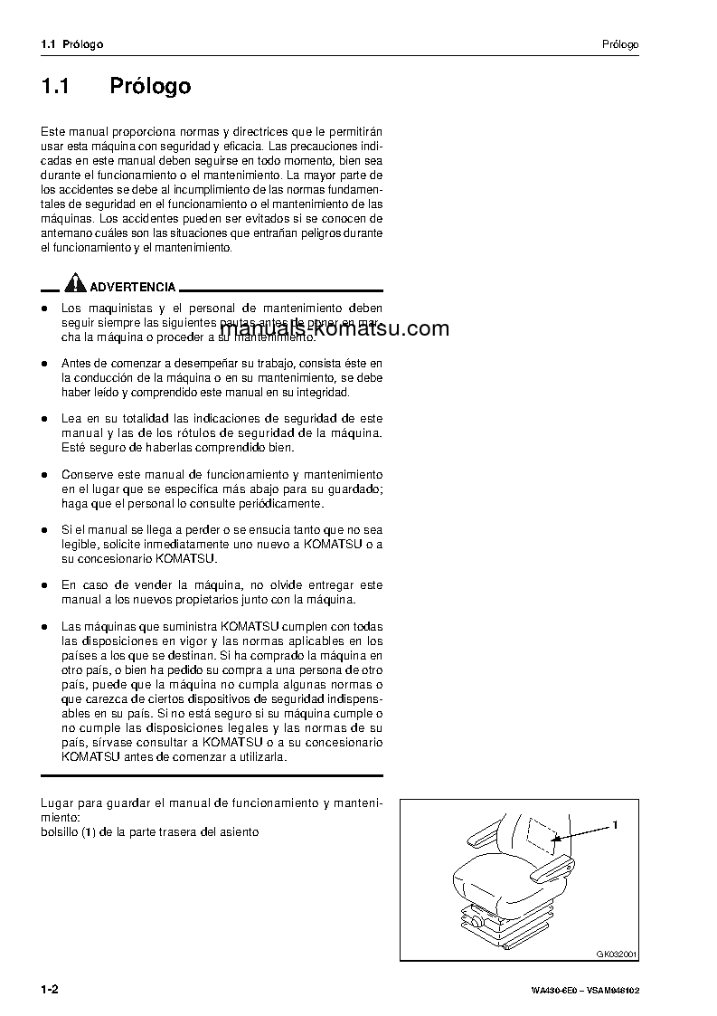 Protected: WA430-6(DEU) S/N H60266-UP Operation manual (Spanish)