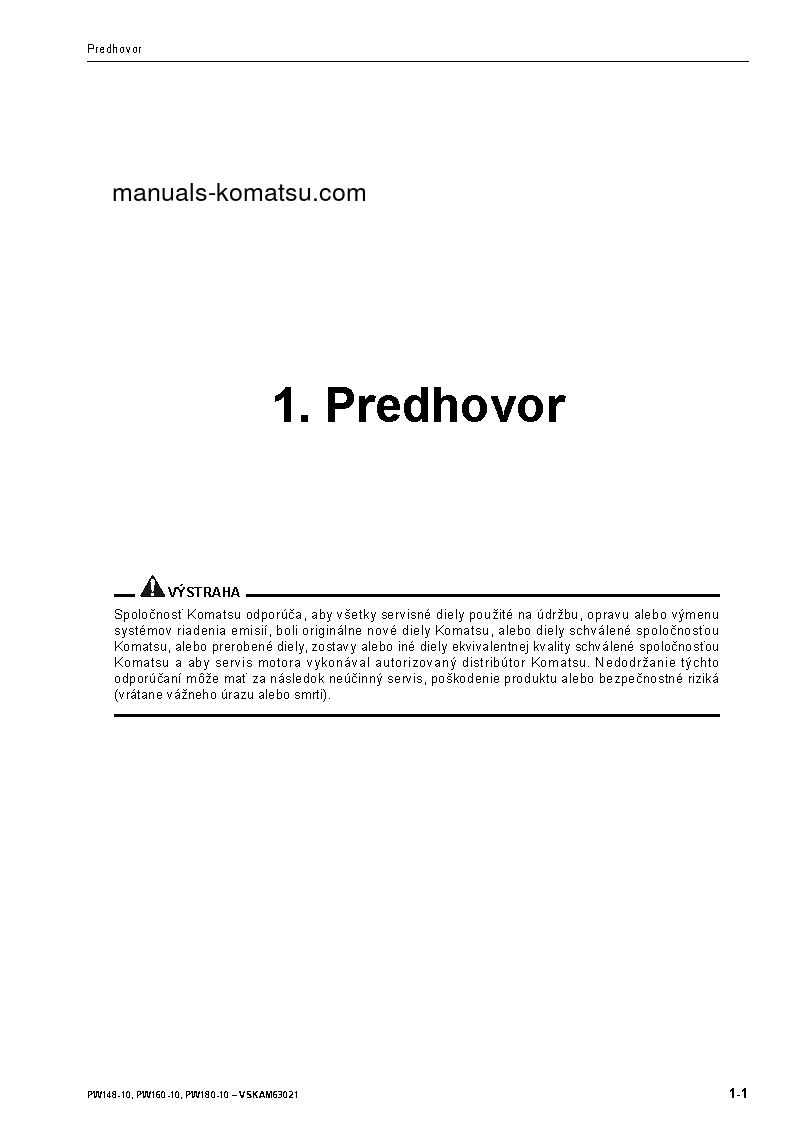 Protected: PW148-10(DEU) S/N H52051-UP Operation manual (Slovak)