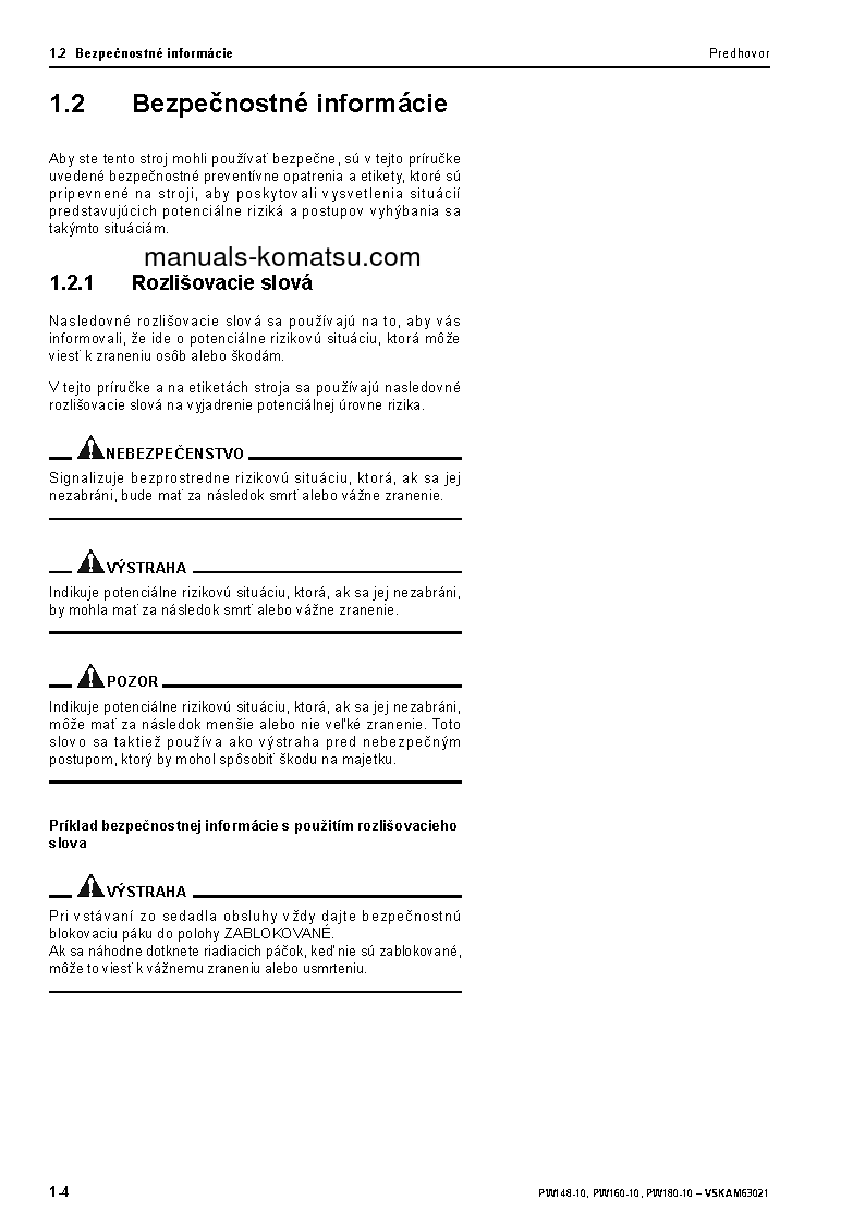 Protected: PW148-10(DEU) S/N H52051-UP Operation manual (Slovak)