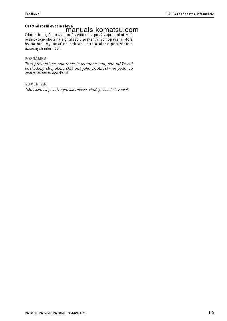 Protected: PW148-10(DEU) S/N H52051-UP Operation manual (Slovak)