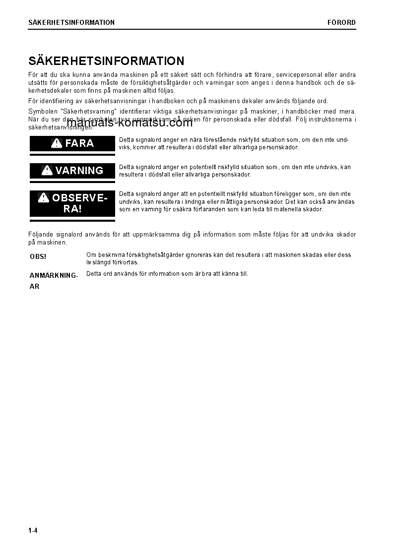 Protected: WA470-8(DEU) S/N 100010-UP Operation manual (Swedish)