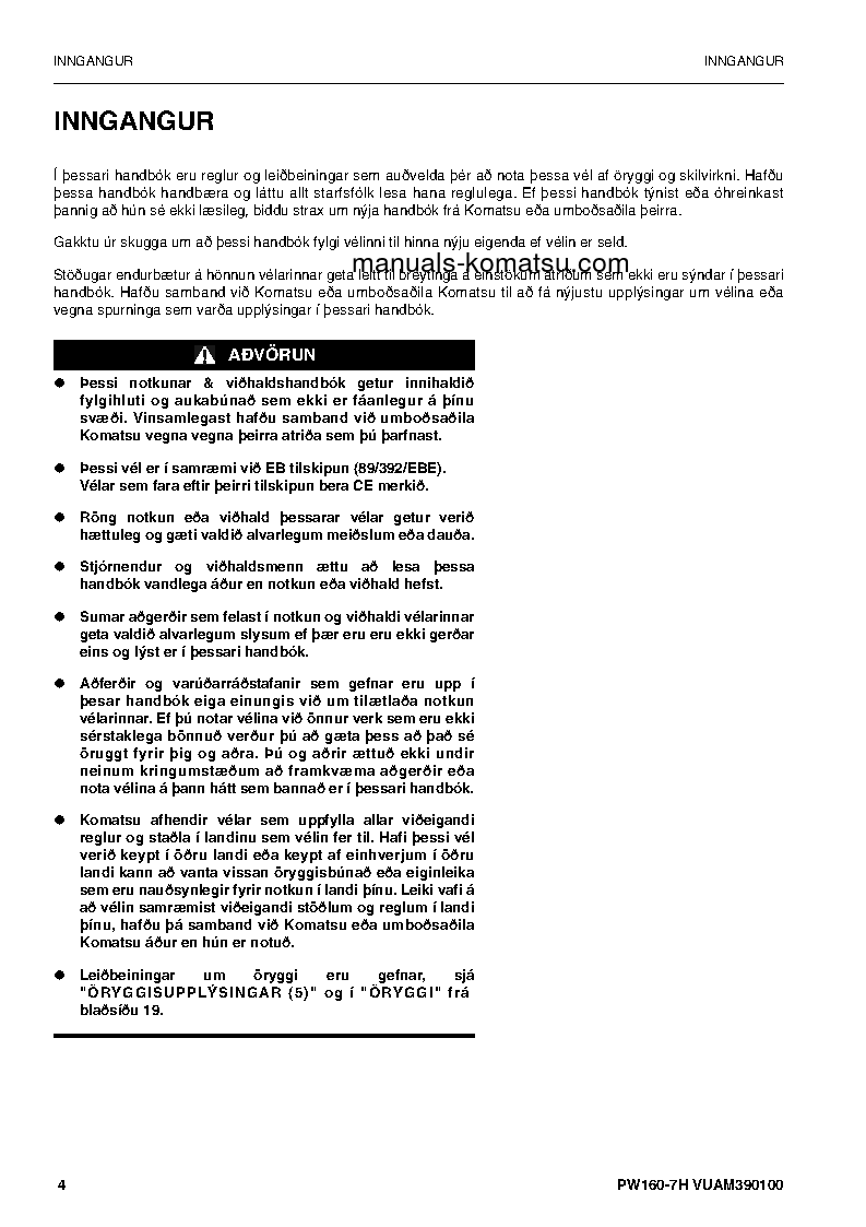 Protected: PW160-7(DEU) S/N H50051-UP Operation manual (Icelandic)