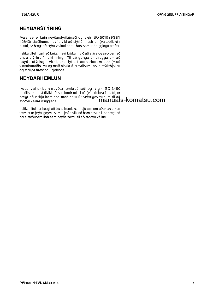 Protected: PW160-7(DEU) S/N H50051-UP Operation manual (Icelandic)