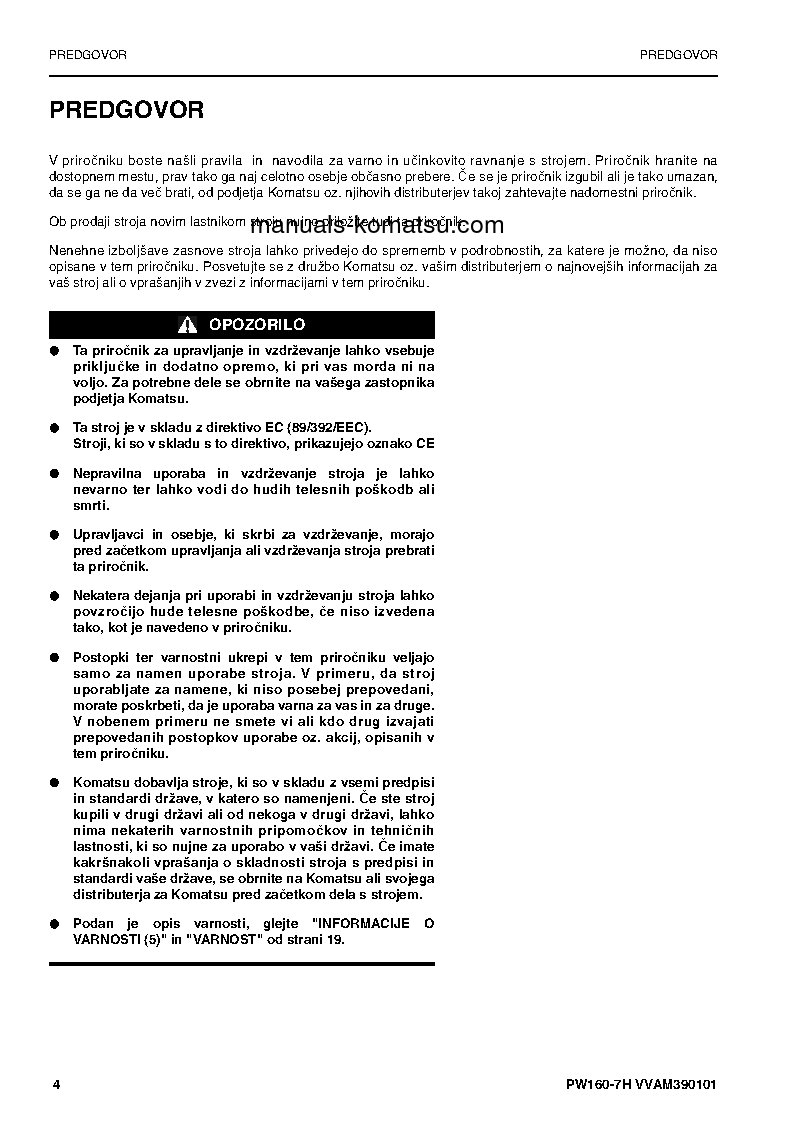 Protected: PW160-7(DEU) S/N H50051-UP Operation manual (Slovene)