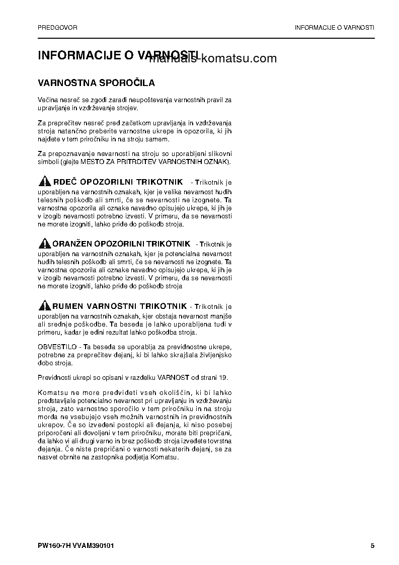 Protected: PW160-7(DEU) S/N H50051-UP Operation manual (Slovene)