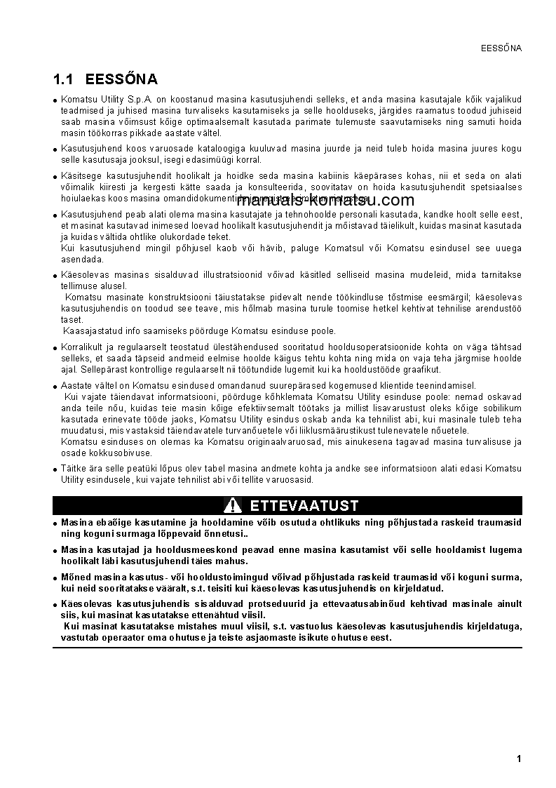 Protected: SK1020-5(ITA) S/N 37CF80018-UP Operation manual (Estonian)
