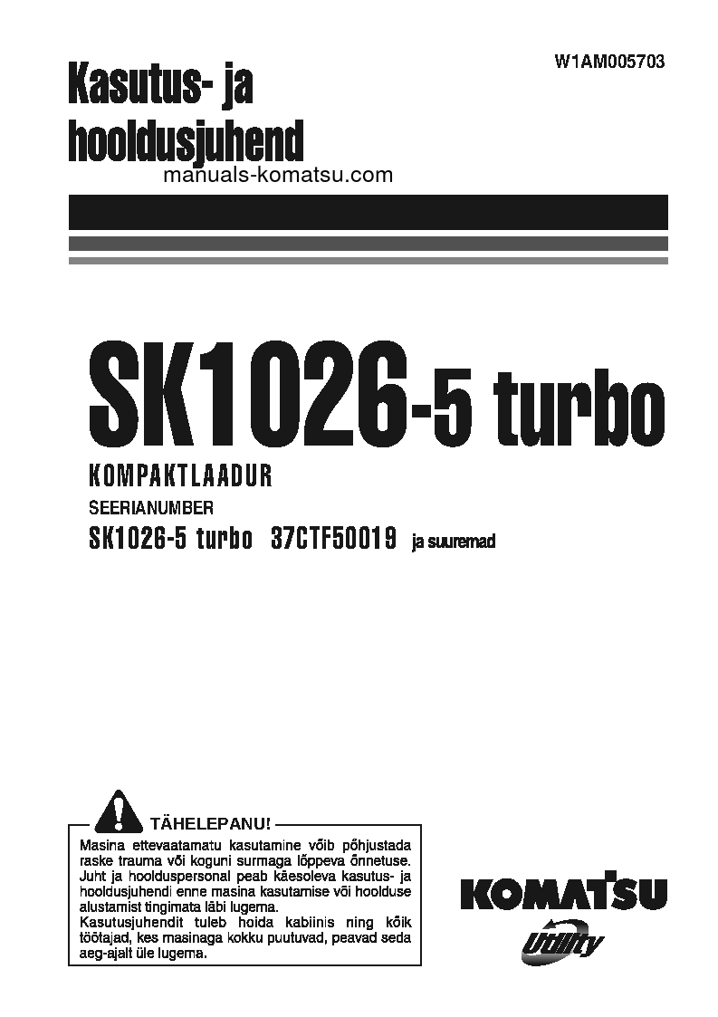 SK1026-5(ITA) S/N 37CTF50019-37CTF50072 Operation manual (Estonian)