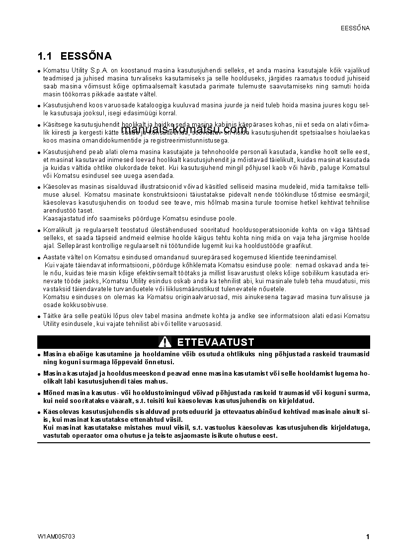 Protected: SK1026-5(ITA) S/N 37CTF50019-37CTF50072 Operation manual (Estonian)