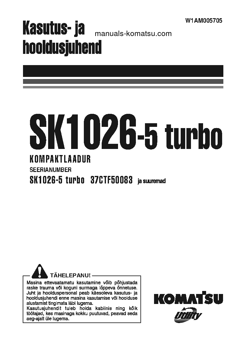SK1026-5(ITA) S/N 37CTF50083-UP Operation manual (Estonian)