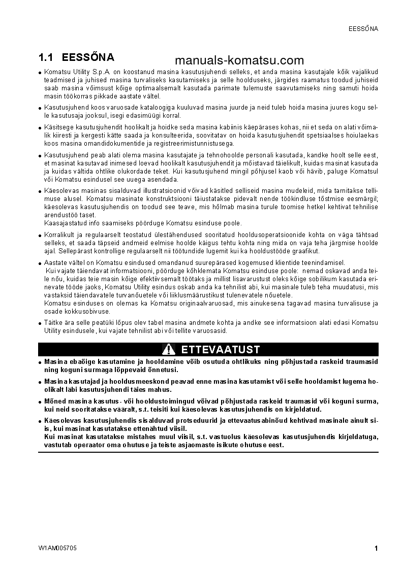 Protected: SK1026-5(ITA) S/N 37CTF50083-UP Operation manual (Estonian)