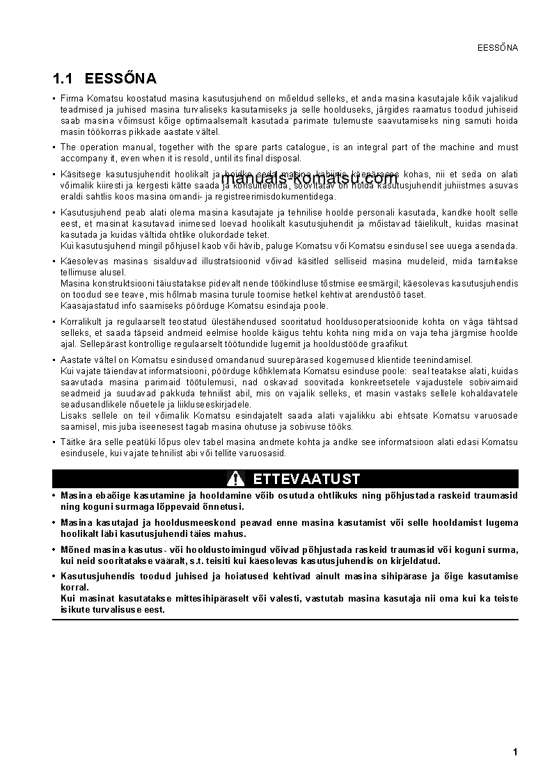 Protected: WH613-1(ITA) S/N 395F60269-395F60471 Operation manual (Estonian)