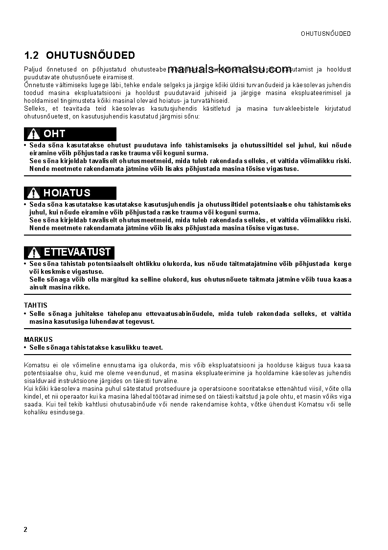 Protected: WH613-1(ITA) S/N 395F60269-395F60471 Operation manual (Estonian)