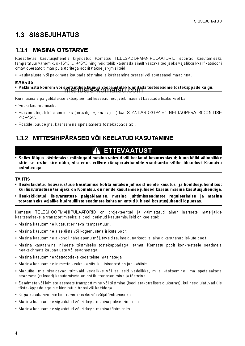 Protected: WH613-1(ITA) S/N 395F60269-395F60471 Operation manual (Estonian)