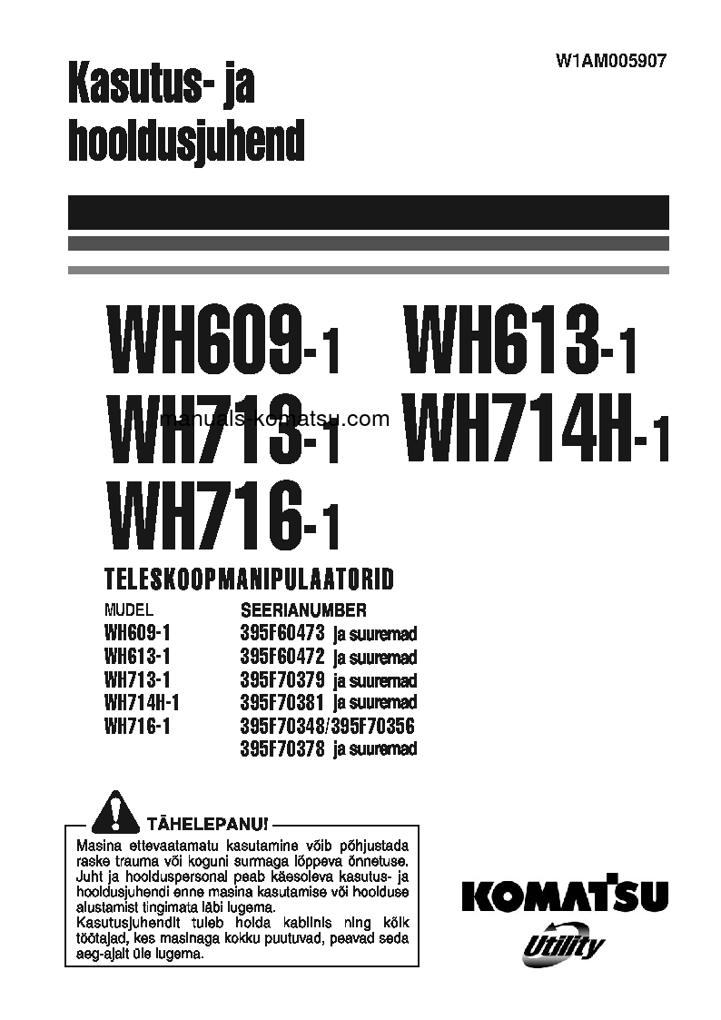 WH713-1(ITA) S/N 395F70379-UP Operation manual (Estonian)