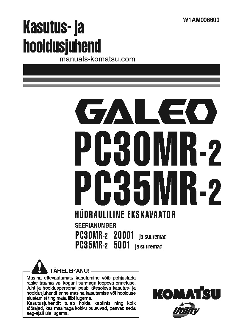 PC30MR-2(ITA) S/N 20001-UP Operation manual (Estonian)