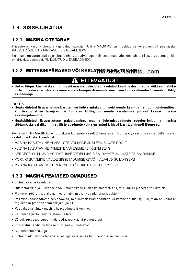 Protected: PC50MR-2(JPN)-FOR EU S/N 5001-UP Operation manual (Estonian)