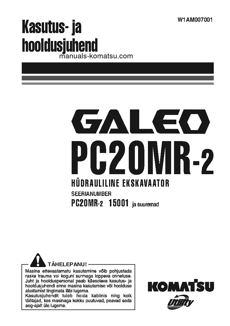 PC20MR-2(ITA) S/N 15001-UP Operation manual (Estonian)