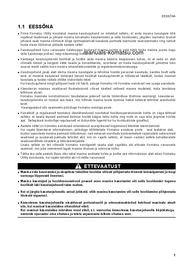 Protected: PC20MR-2(ITA) S/N F00003-UP Operation manual (Estonian)