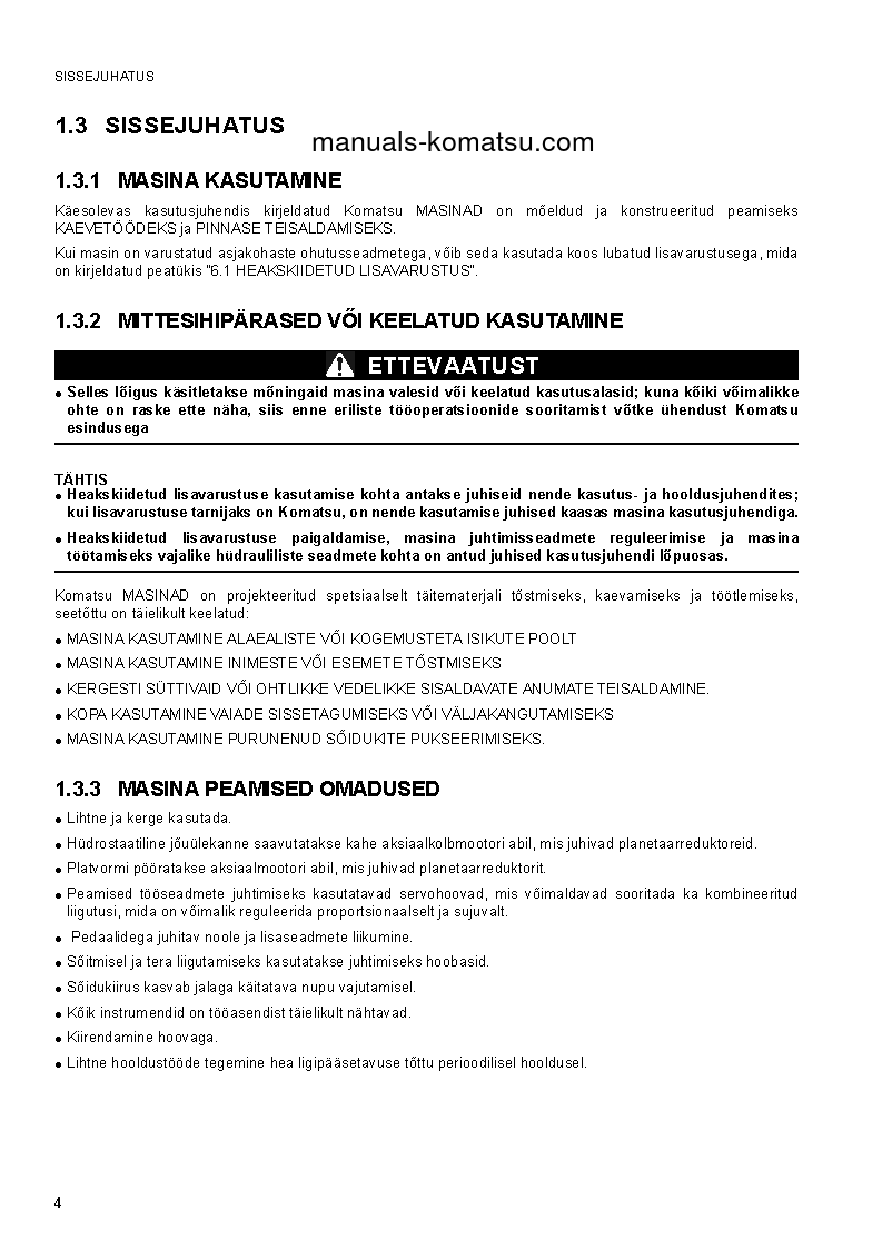 Protected: PC20MR-2(ITA) S/N F00003-UP Operation manual (Estonian)