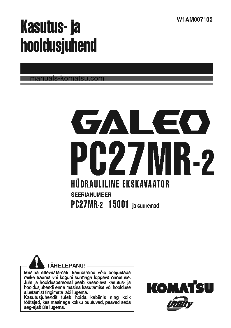 PC27MR-2(ITA)-WA Canopy Spec. S/N 15001-UP Operation manual (Estonian)