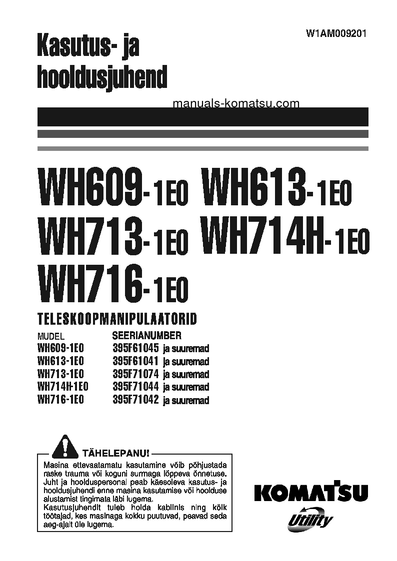 WH613-1(ITA)-TIER 3 S/N 395F61041-UP Operation manual (Estonian)