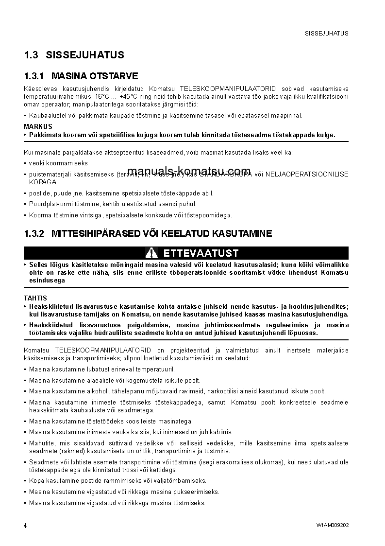 Protected: WH609-1(ITA)-TIER 3 S/N 395F61107-UP Operation manual (Estonian)