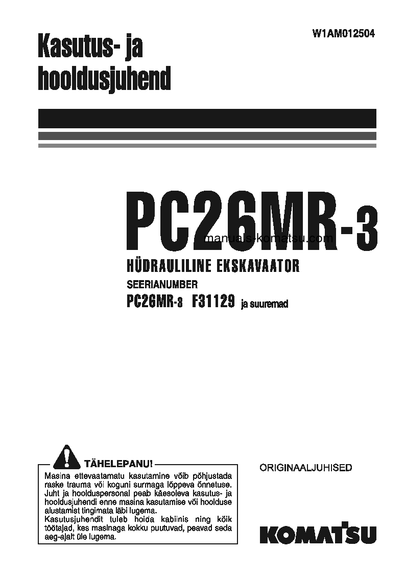 PC26MR-3(ITA) S/N F31129-UP Operation manual (Estonian)