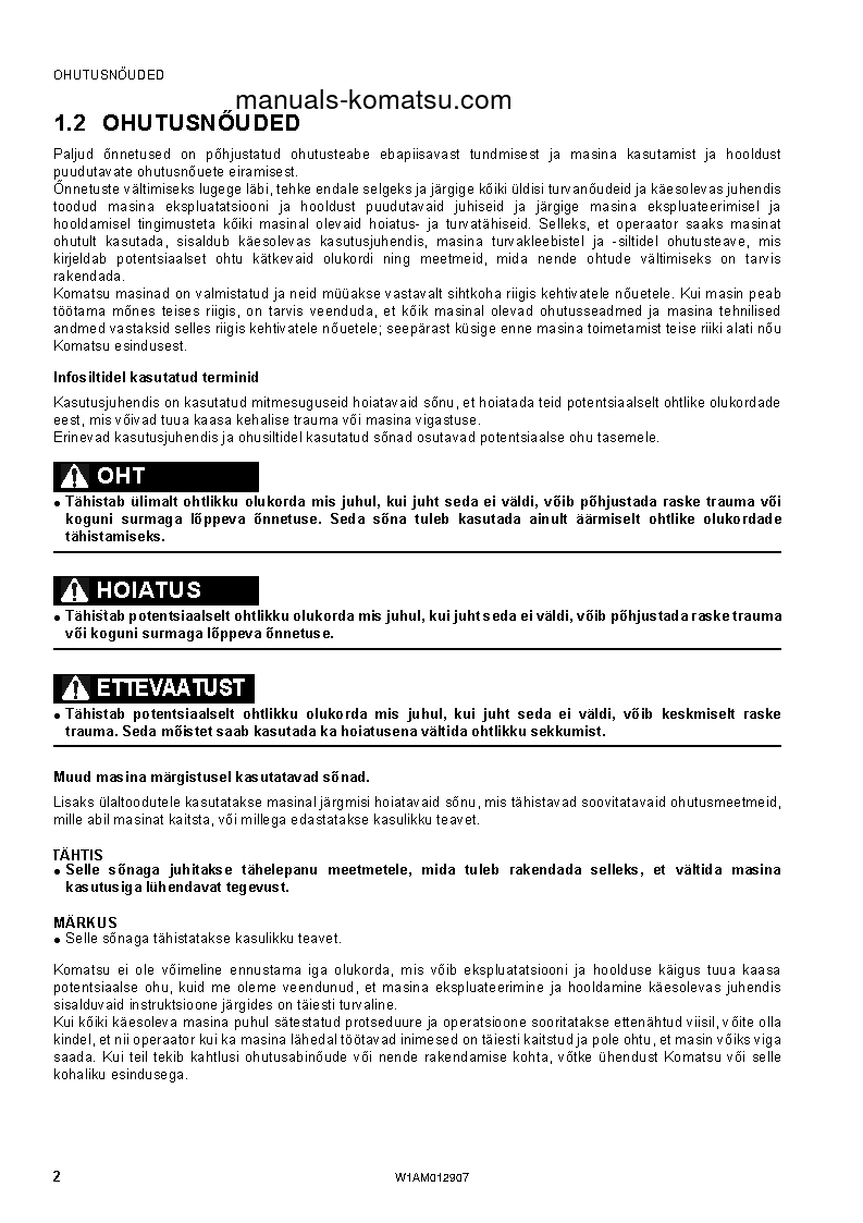 Protected: PC80MR-3(ITA) S/N F00430-UP Operation manual (Estonian)