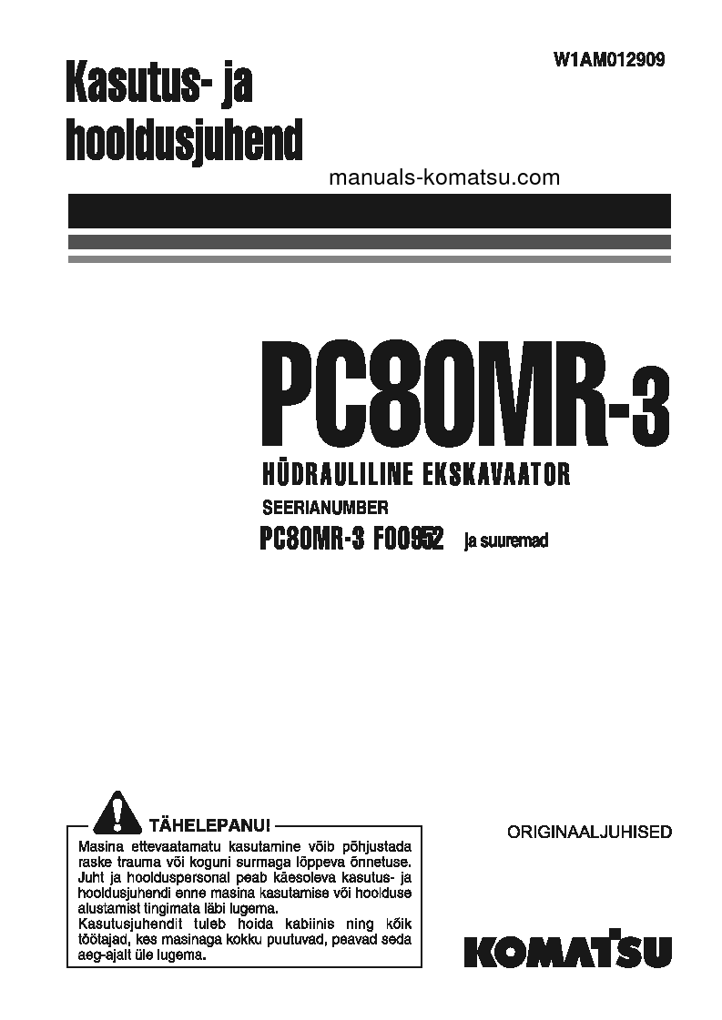 PC80MR-3(ITA) S/N F00952-UP Operation manual (Estonian)