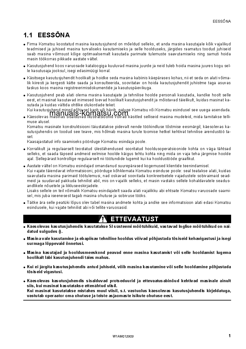 Protected: PC80MR-3(ITA) S/N F00952-UP Operation manual (Estonian)