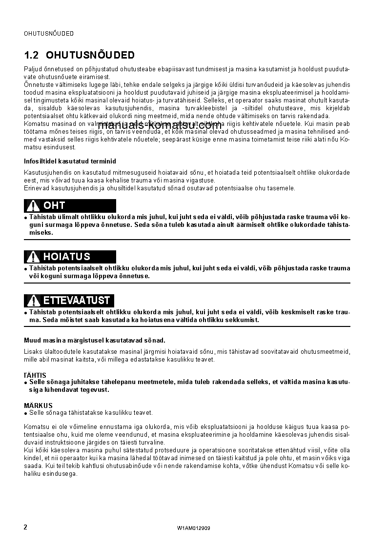 Protected: PC80MR-3(ITA) S/N F00952-UP Operation manual (Estonian)