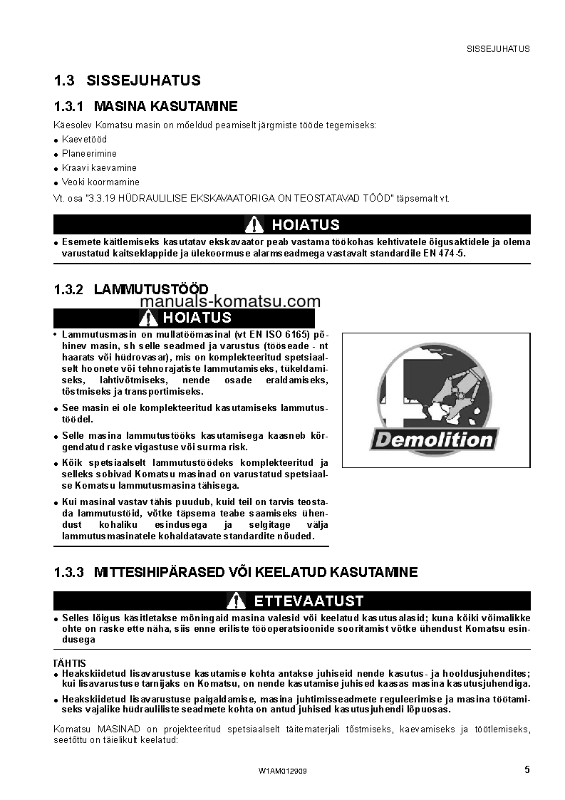 Protected: PC80MR-3(ITA) S/N F00952-UP Operation manual (Estonian)