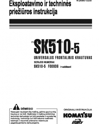 SK510-5(ITA) S/N F00936-UP Operation manual (Lithuanian)