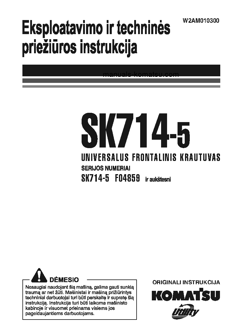 SK714-5(ITA)-/ S/N F04859-UP Operation manual (Lithuanian)