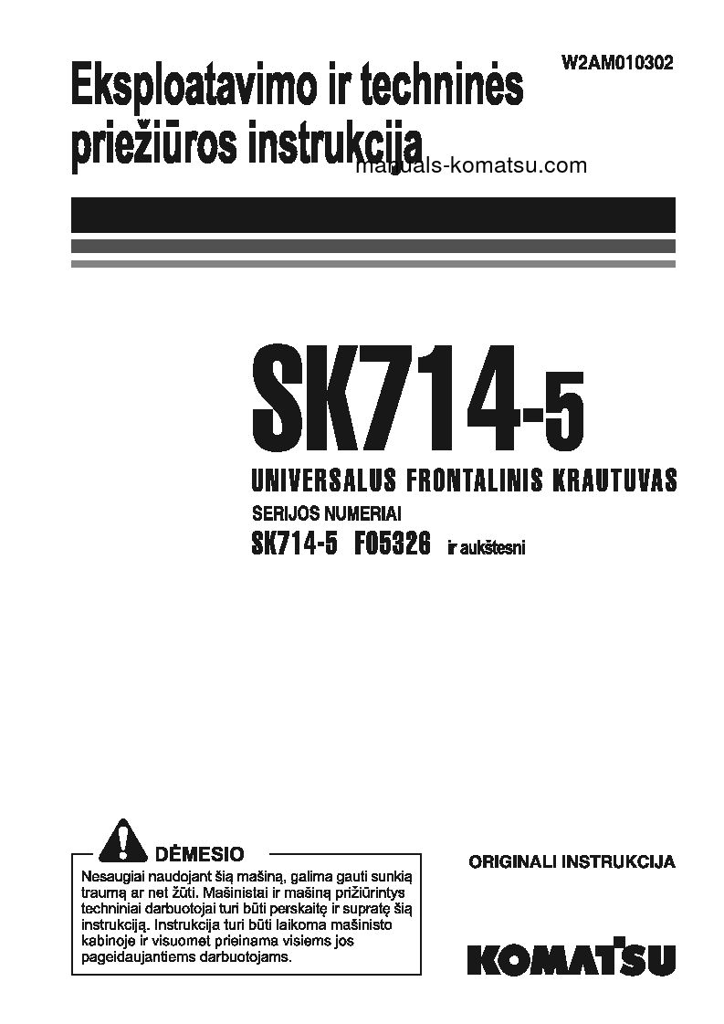 SK714-5(ITA)-/ S/N F05326-UP Operation manual (Lithuanian)
