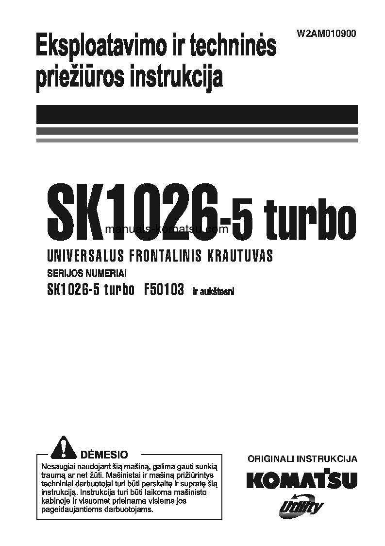 SK1026-5(ITA)-TURBO S/N F50103-UP Operation manual (Lithuanian)