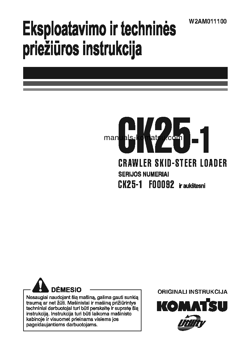 CK25-1(ITA) S/N F00092-UP Operation manual (Lithuanian)