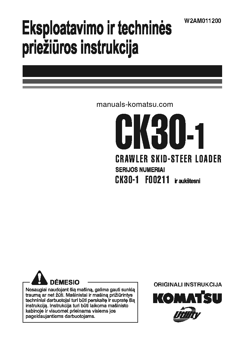 CK30-1(ITA) S/N F00211-UP Operation manual (Lithuanian)