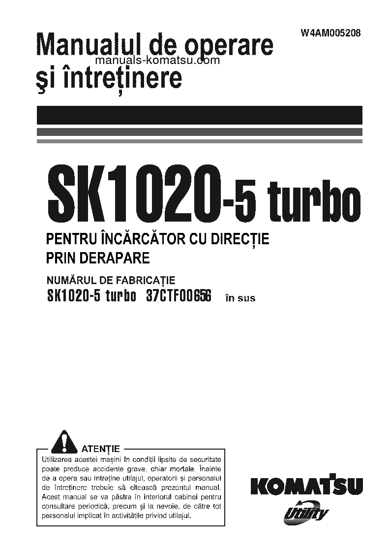 SK1020-5(ITA)-TURBO S/N 37CTF00655-UP Operation manual (Romanian)