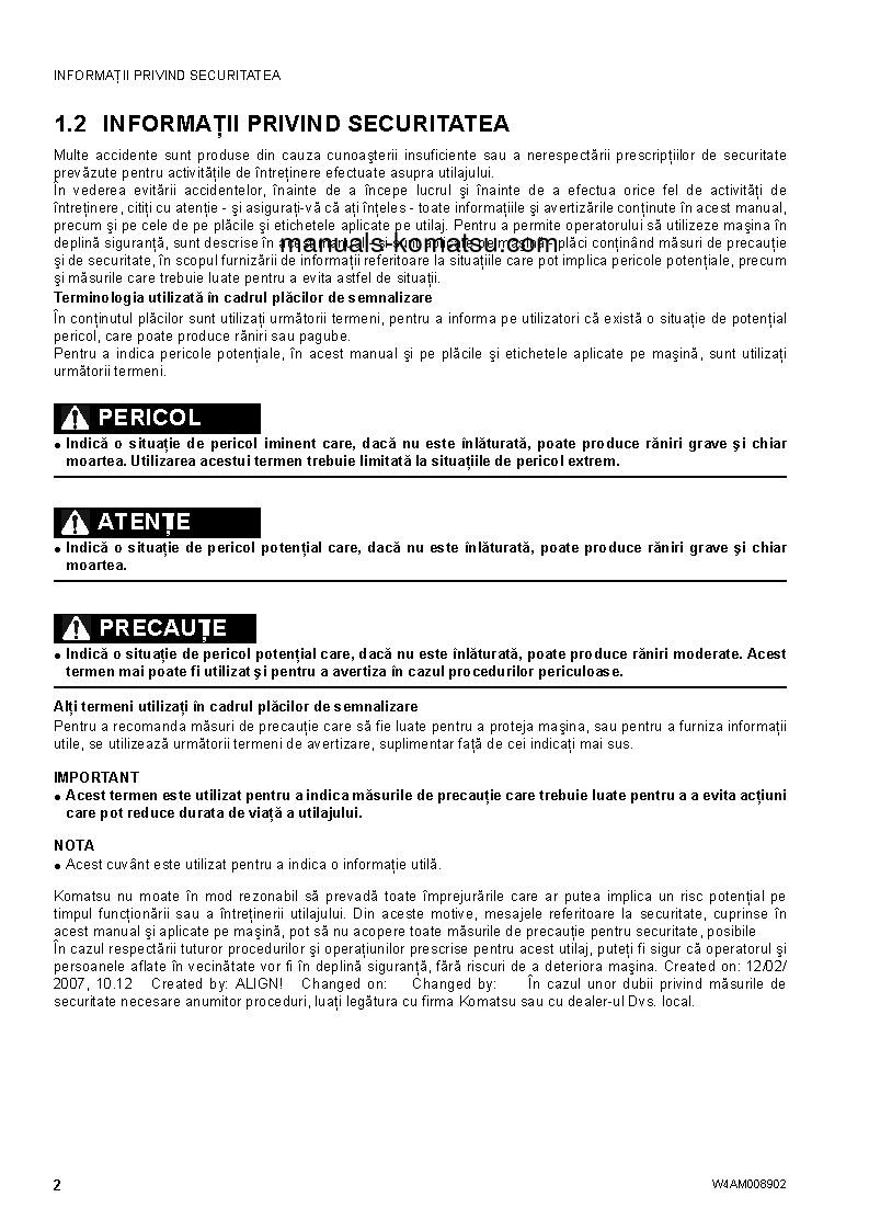 Protected: WB93S-5(ITA)-TIER 3 S/N F20426-UP Operation manual (Romanian)