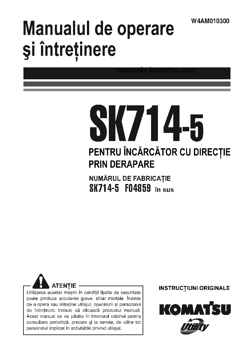 SK714-5(ITA)-/ S/N F04859-UP Operation manual (Romanian)
