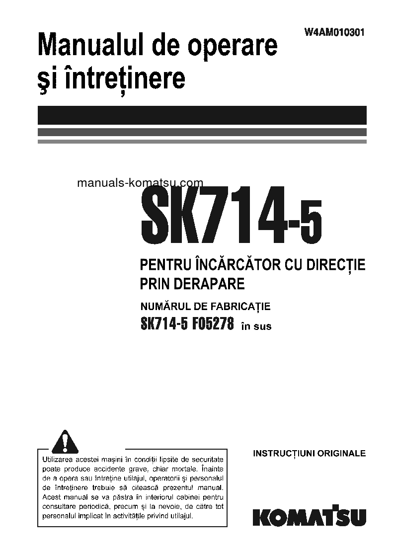 SK714-5(ITA)-/ S/N F05278-UP Operation manual (Romanian)