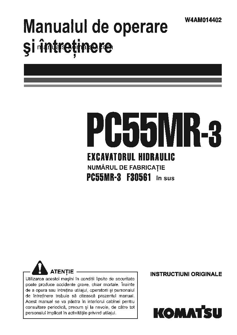 PC55MR-3(ITA) S/N F30561-UP Operation manual (Romanian)