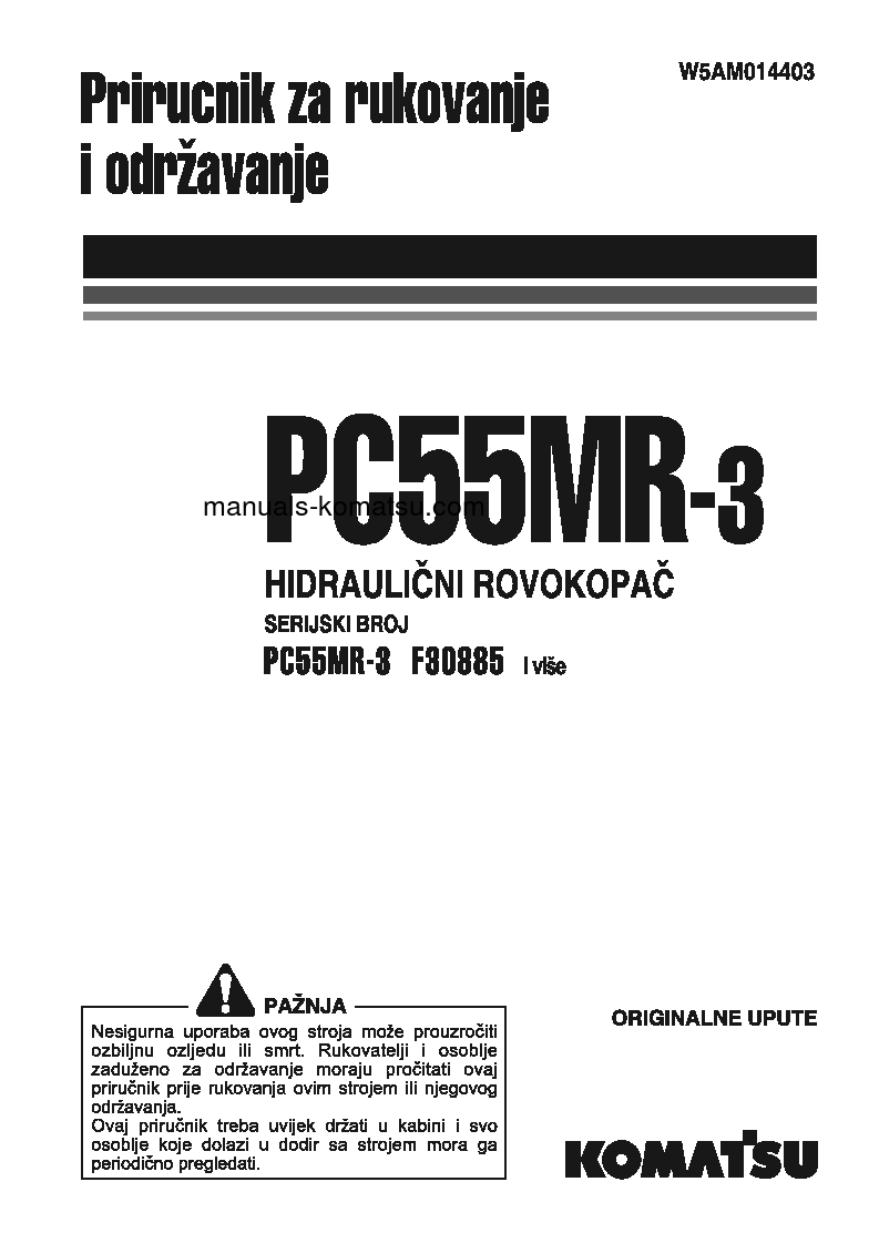 PC55MR-3(ITA) S/N F30885-UP Operation manual (Croatian)