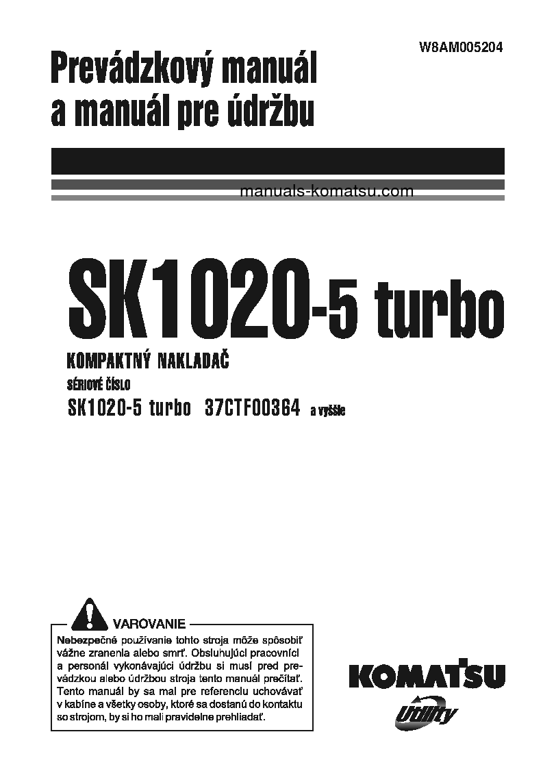 SK1020-5(ITA)-TURBO S/N 37CTF00364-37CTF00431 Operation manual (Slovak)