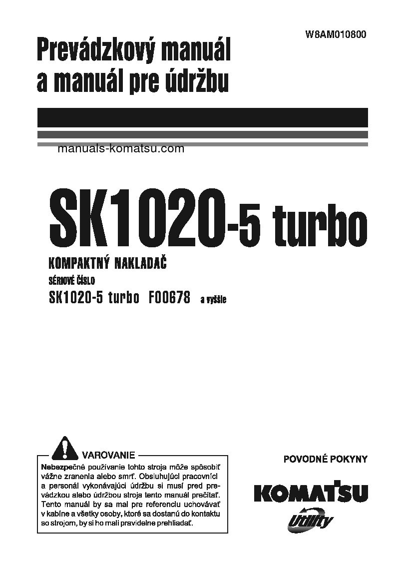 SK1020-5(ITA)-TURBO S/N F00678-UP Operation manual (Slovak)