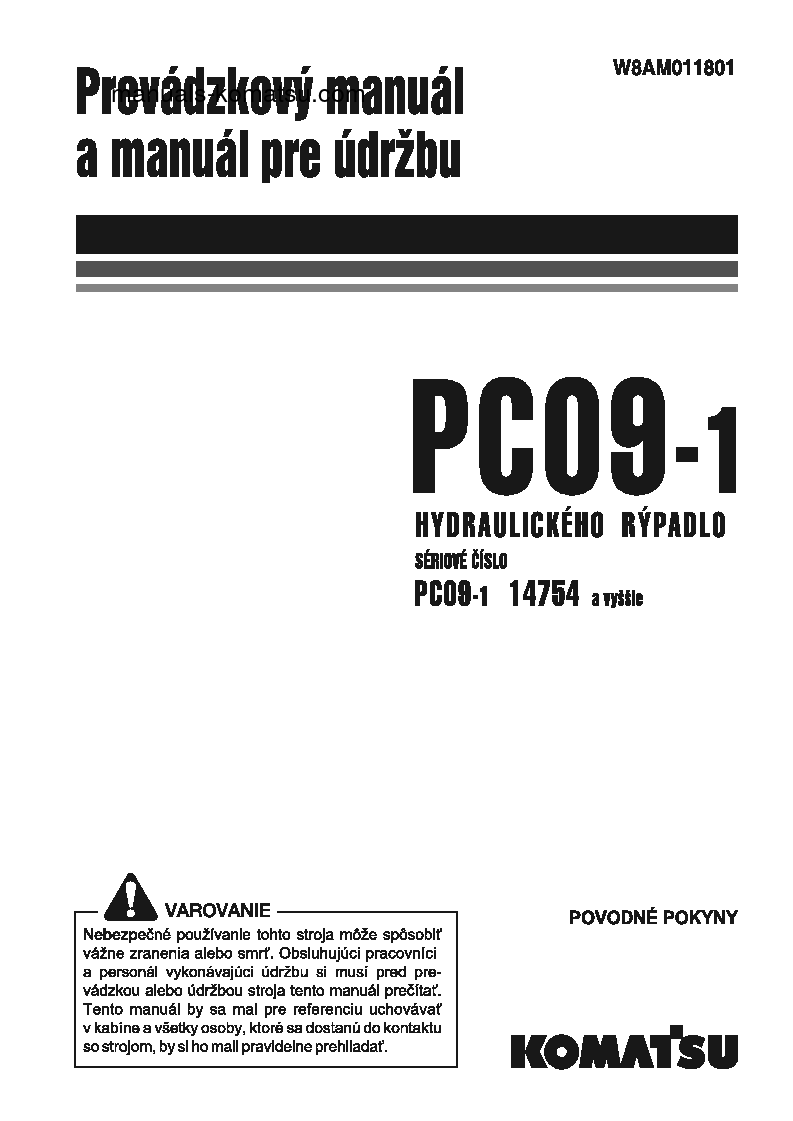 PC09-1(ITA) S/N 14754-UP Operation manual (Slovak)