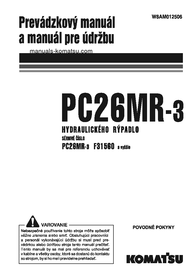 PC26MR-3(ITA) S/N F31560-UP Operation manual (Slovak)